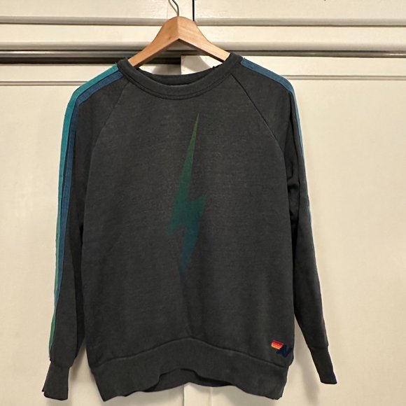 AVIATOR NATION Bolt Fade Sweatshirt In Charcoal/ Green - XS - Picture 3 of 7